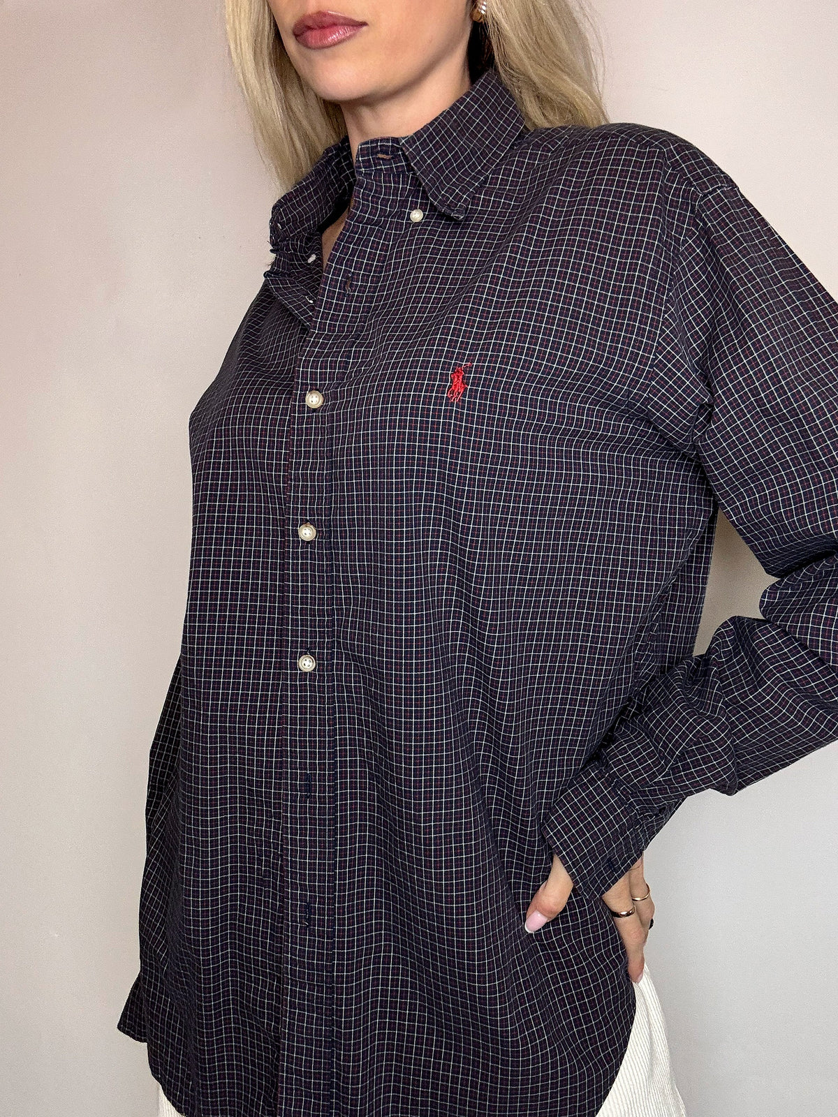 Vintage Navy and White Striped Shirt L/XL 