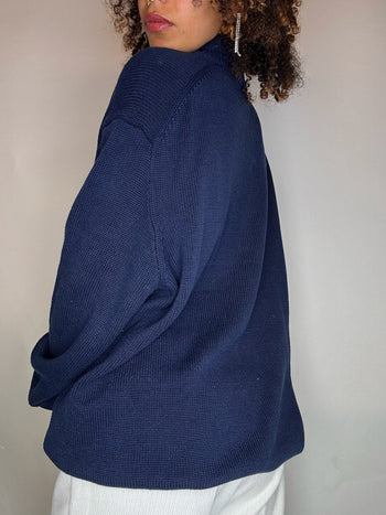 Pull col cheminée marine  3XL vintage
