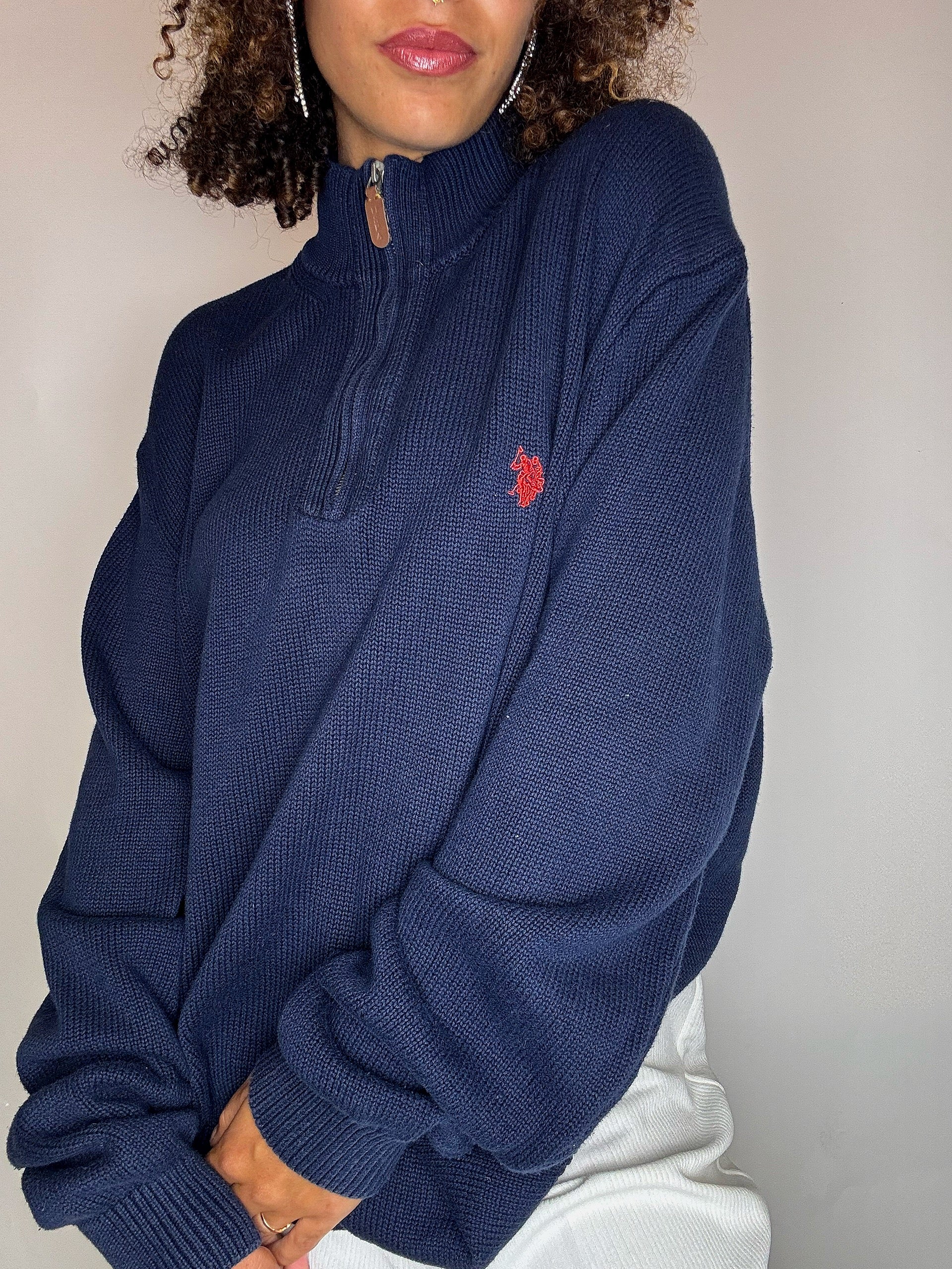 Pull col cheminée marine  3XL vintage