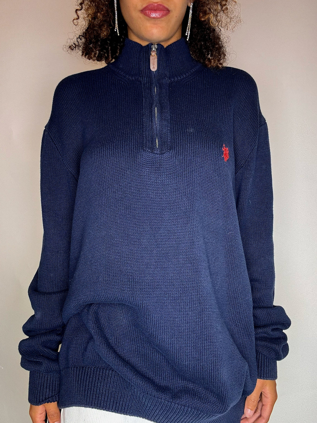 Pull col cheminée marine  3XL vintage