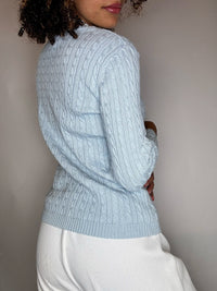 Pull en maille tressé bleu RALPH LAUREN M vintage