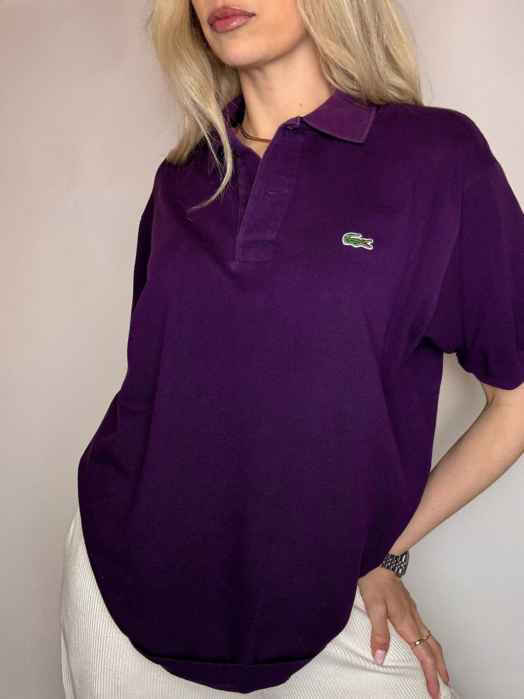 Polo manches courtes violet LACOSTE L vintage