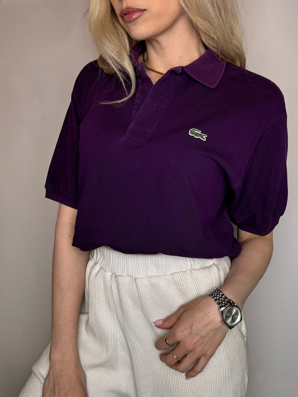 Polo manches courtes violet LACOSTE L vintage