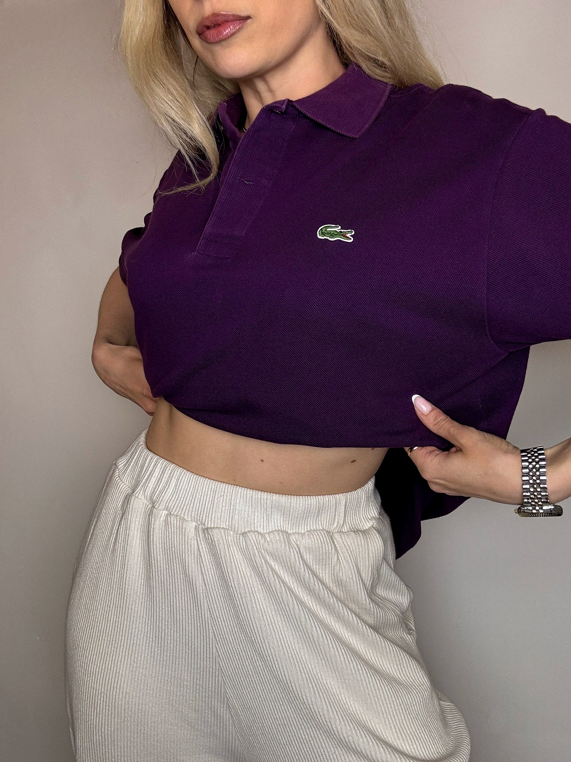 Polo manches courtes violet LACOSTE L vintage
