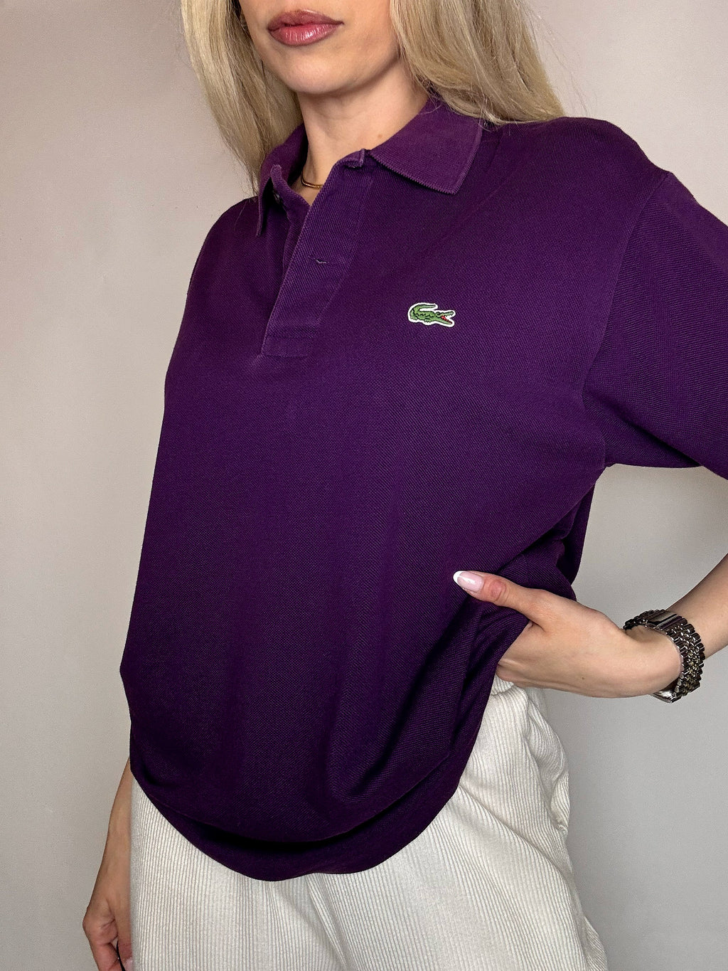 Polo manches courtes violet LACOSTE L vintage