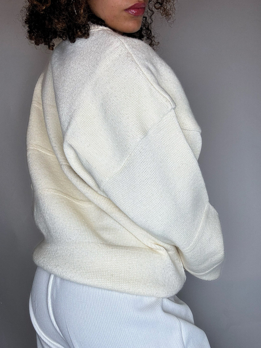 Pull col rond beige XL vintage