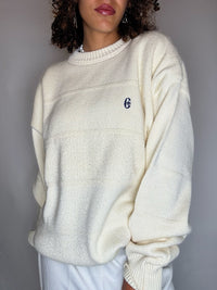 Pull col rond beige XL vintage
