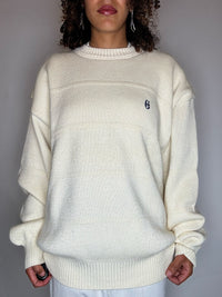 Pull col rond beige XL vintage