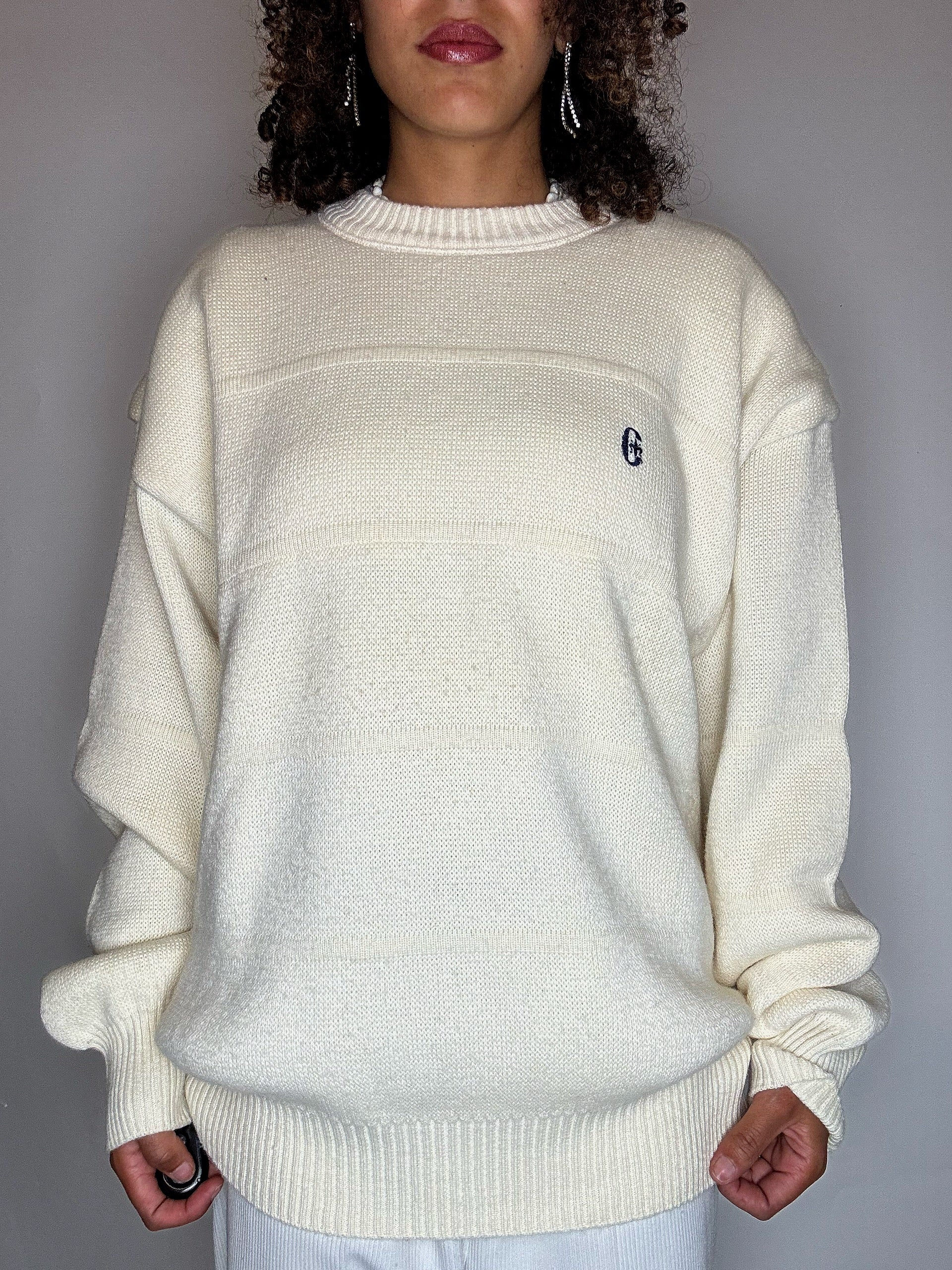 Pull col rond beige XL vintage