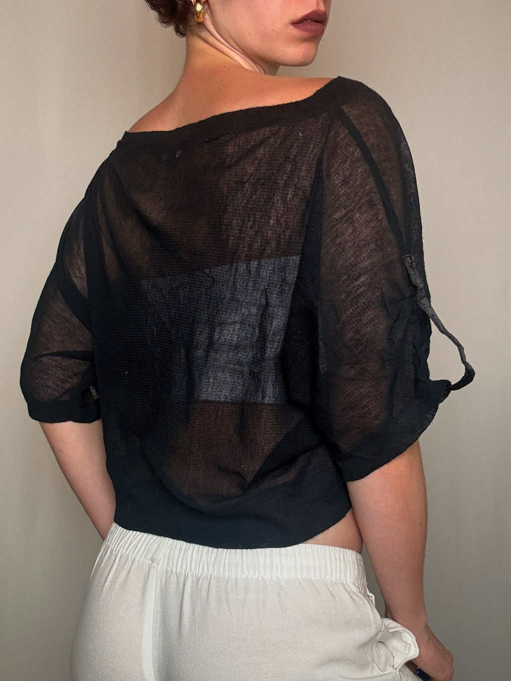 Vintage black leather shoulder bag