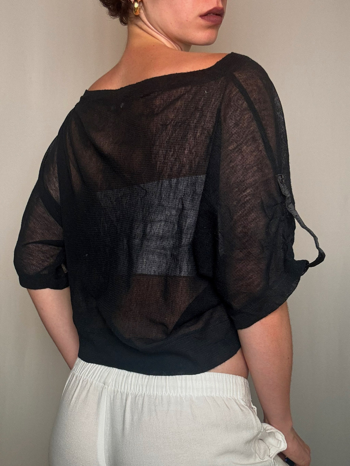 Vintage black leather shoulder bag