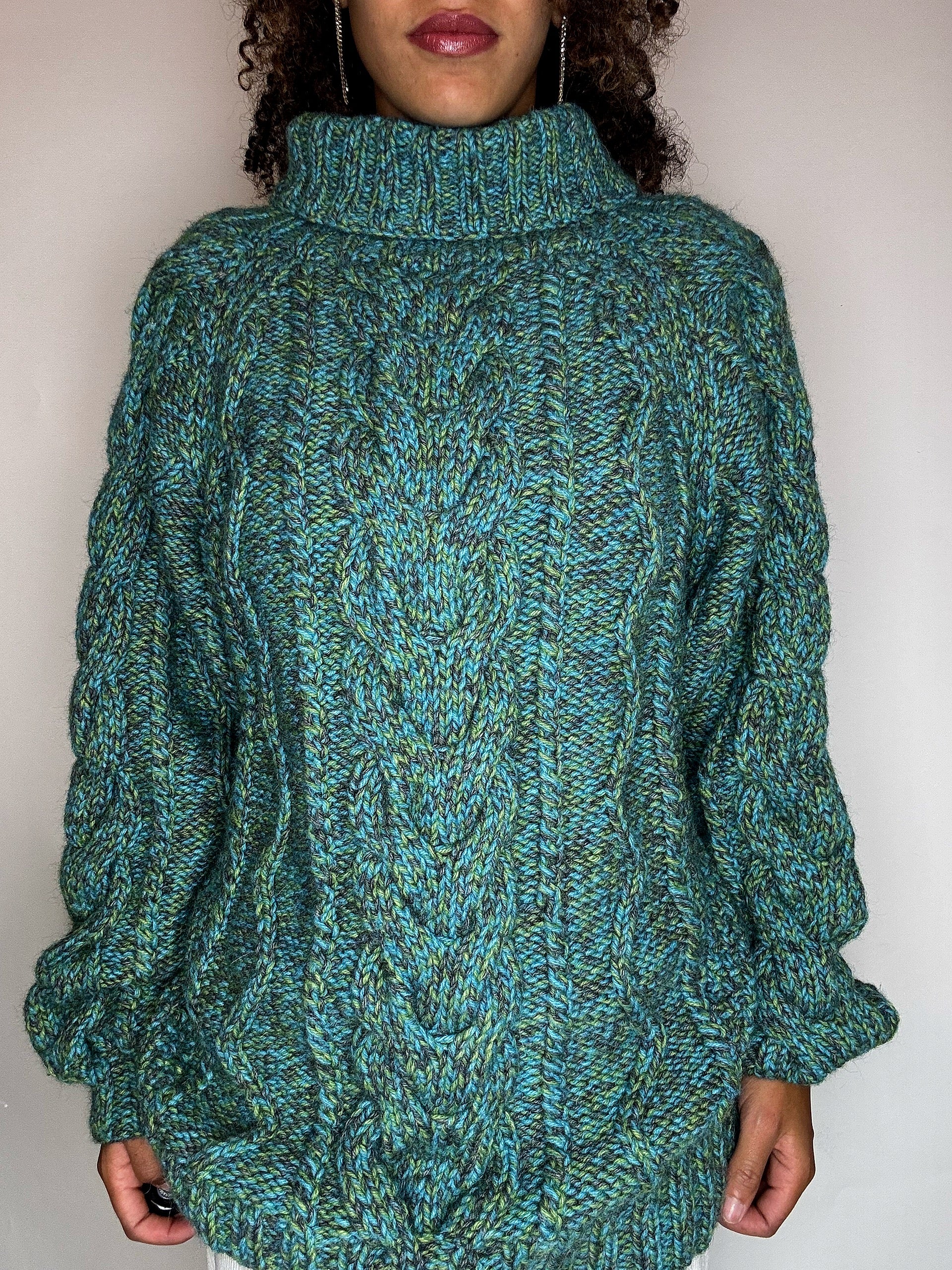 Vintage XL knitted turtleneck in blue hue