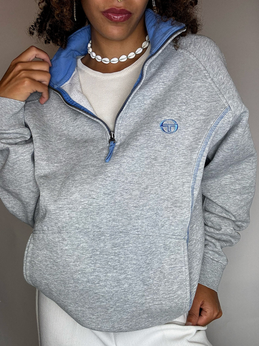 SERGIO TACCHINI S/M Vintage-Sweatshirt mit Stehkragen