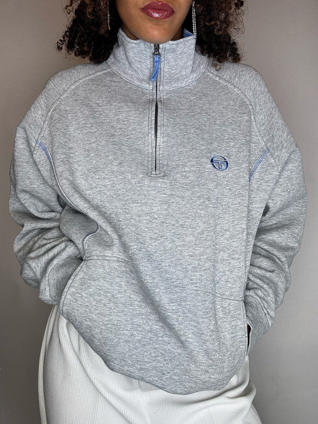SERGIO TACCHINI S/M Vintage-Sweatshirt mit Stehkragen