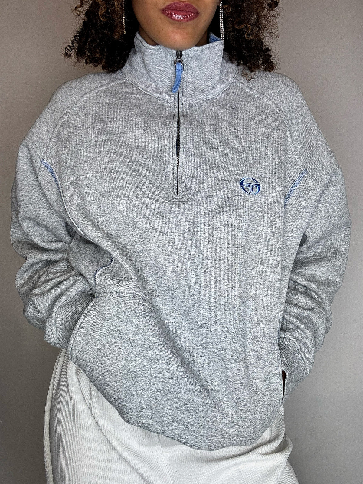 SERGIO TACCHINI S/M Vintage-Sweatshirt mit Stehkragen