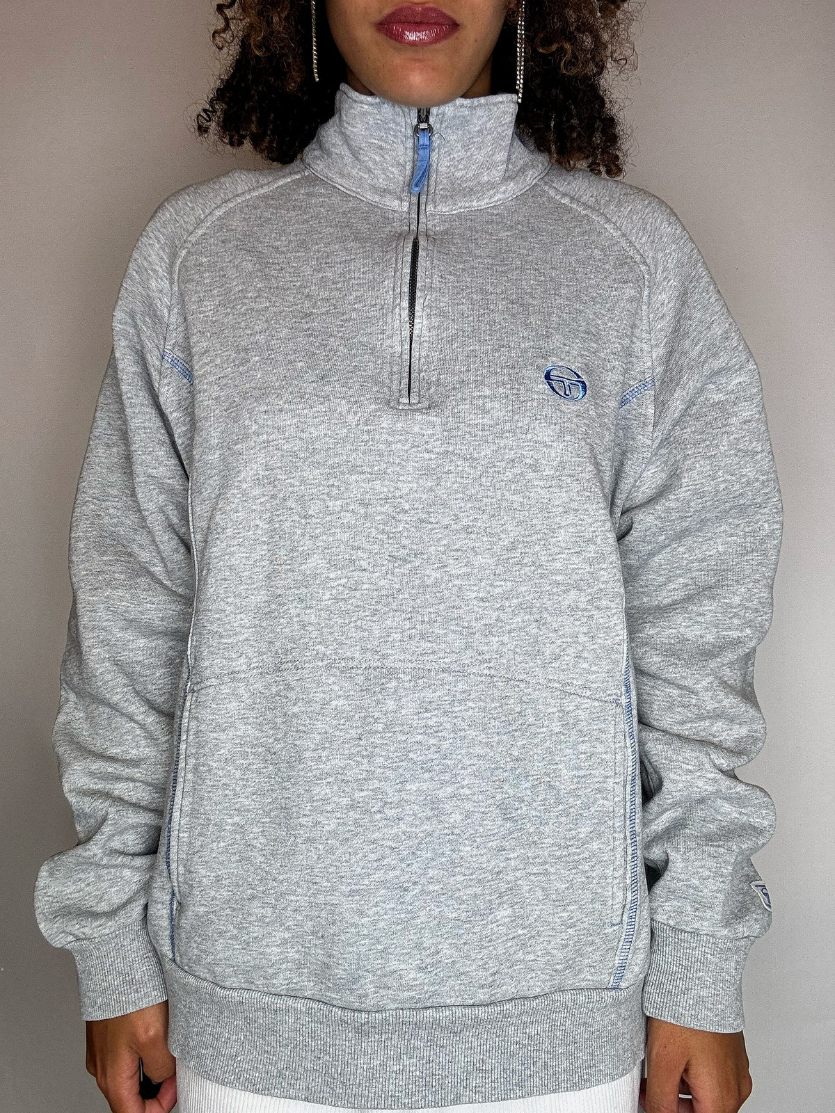 SERGIO TACCHINI S/M Vintage-Sweatshirt mit Stehkragen