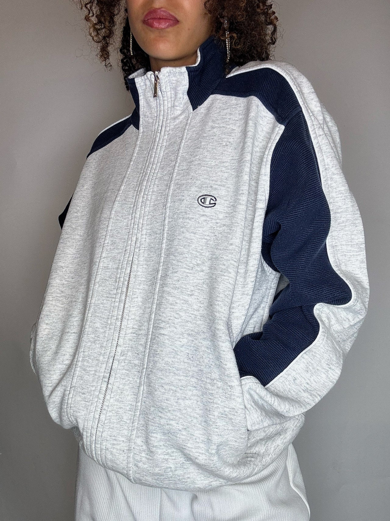 Veste de jogging grise et marineC CHAMPION M vintage