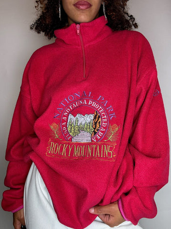 Polaire rose brodée SERGIO TACCHINI XL vintage