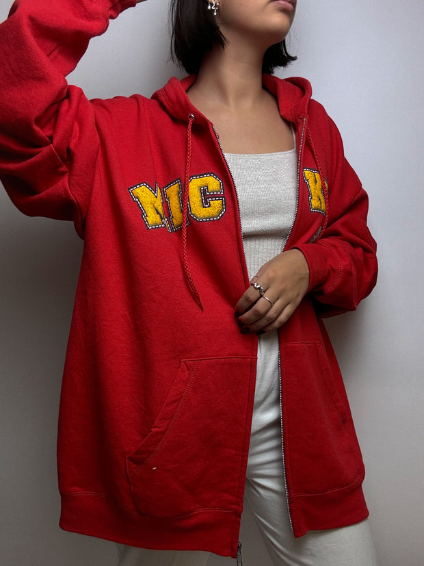 Pull à zip rouge Disney vintage XXL