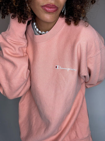 Sweat col rond saumon CHAMPION L vintage