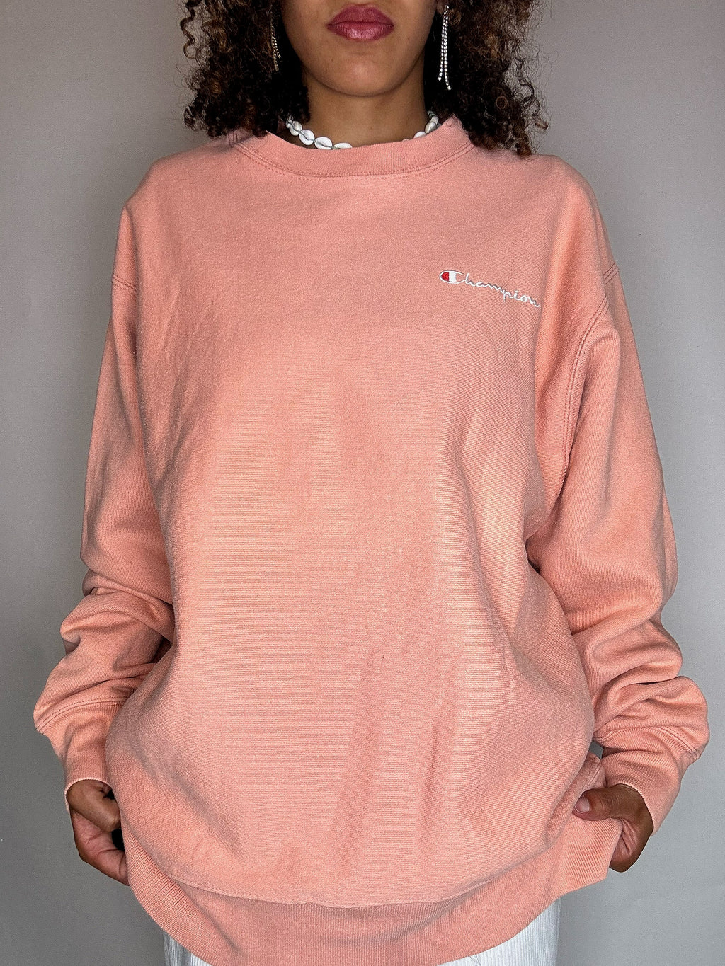 Salmon crewneck sweatshirt CHAMPION L vintage