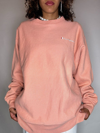 Sweat col rond saumon CHAMPION L vintage