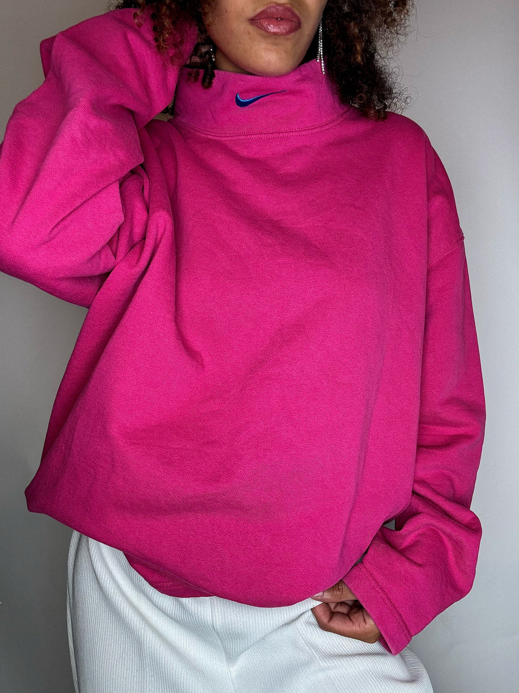 Sweat à col roulé rose NIKE M vintage
