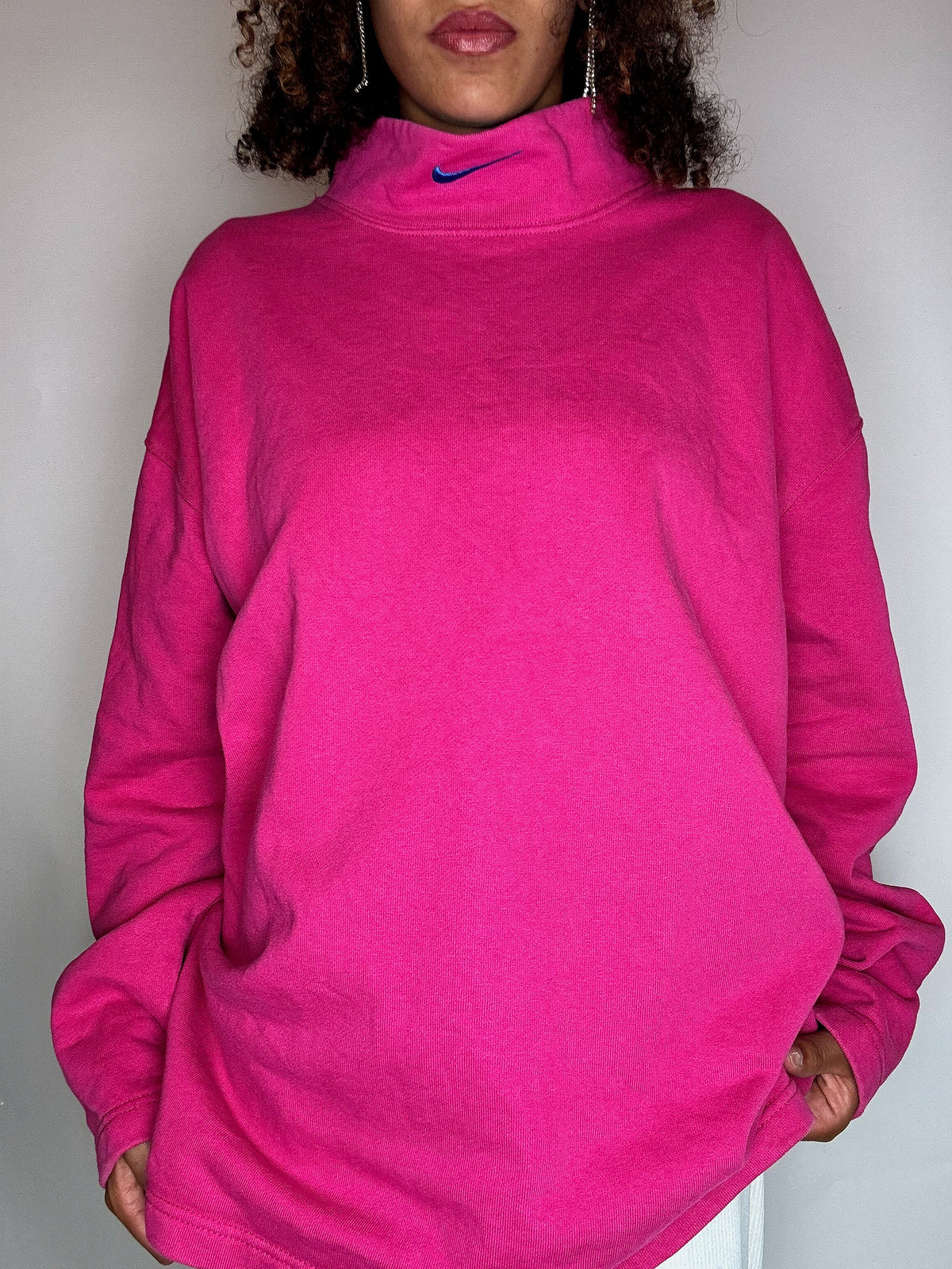 Sweat à col roulé rose NIKE M vintage