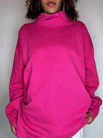 Sweat à col roulé rose NIKE M vintage