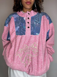 Polaire rose brodée M vintage