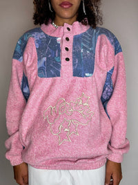 Polaire rose brodée M vintage