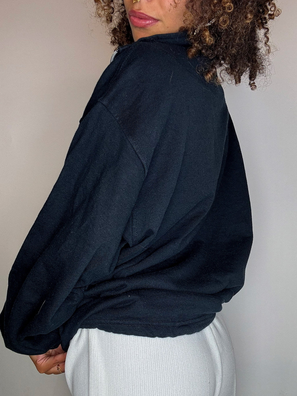 Sweat col cheminée noir CHAMPION XL vintage