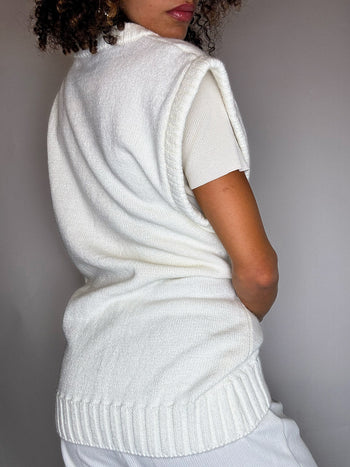 Gilet en maille crème XL vintage