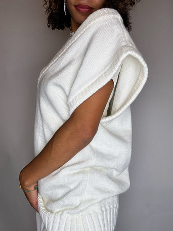 Gilet en maille crème XL vintage