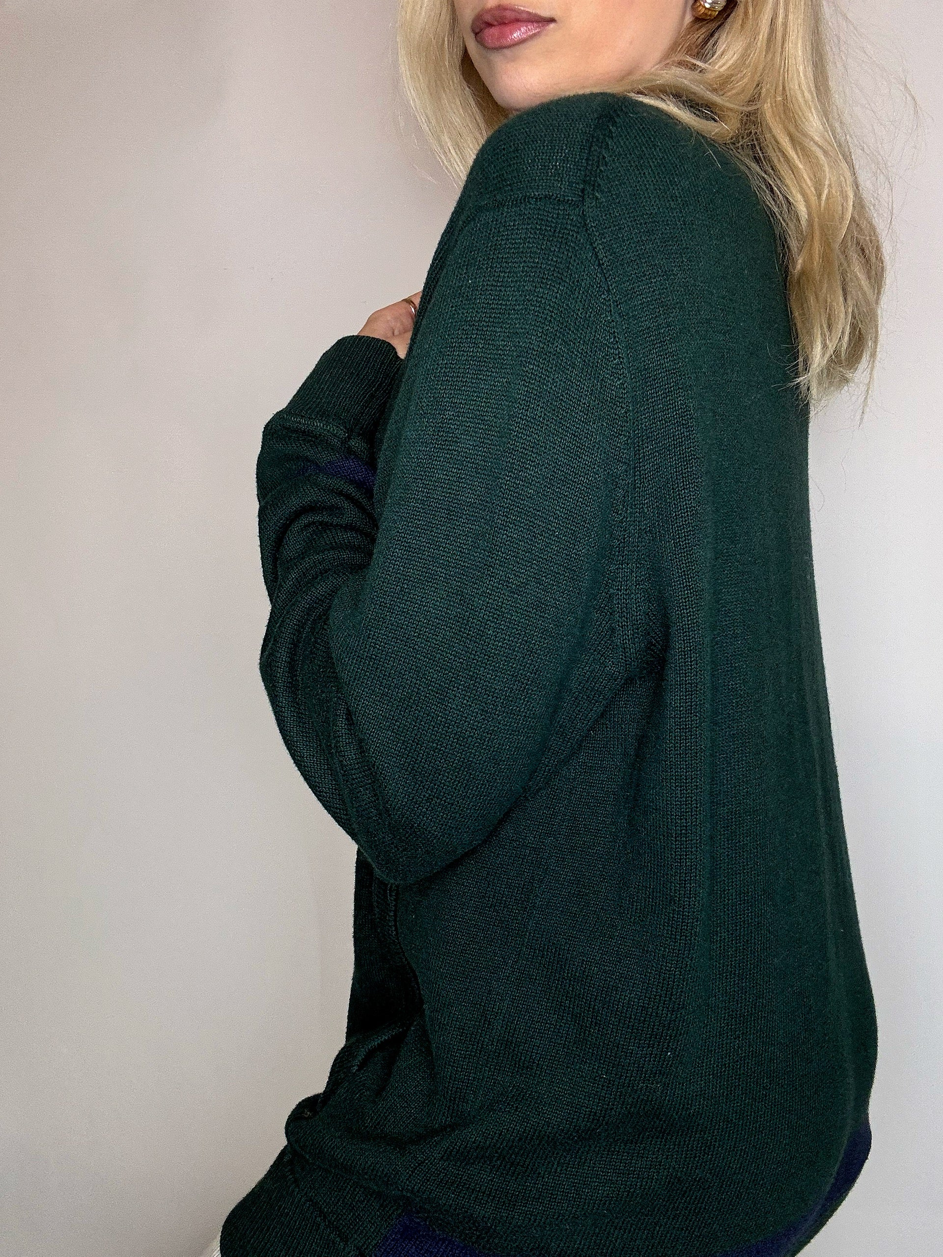 TOMMY HILFIGER L Vintage-Strickjacke in Grün 
