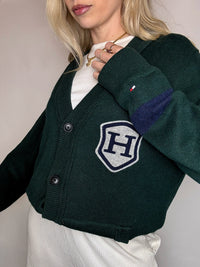 TOMMY HILFIGER L Vintage-Strickjacke in Grün 