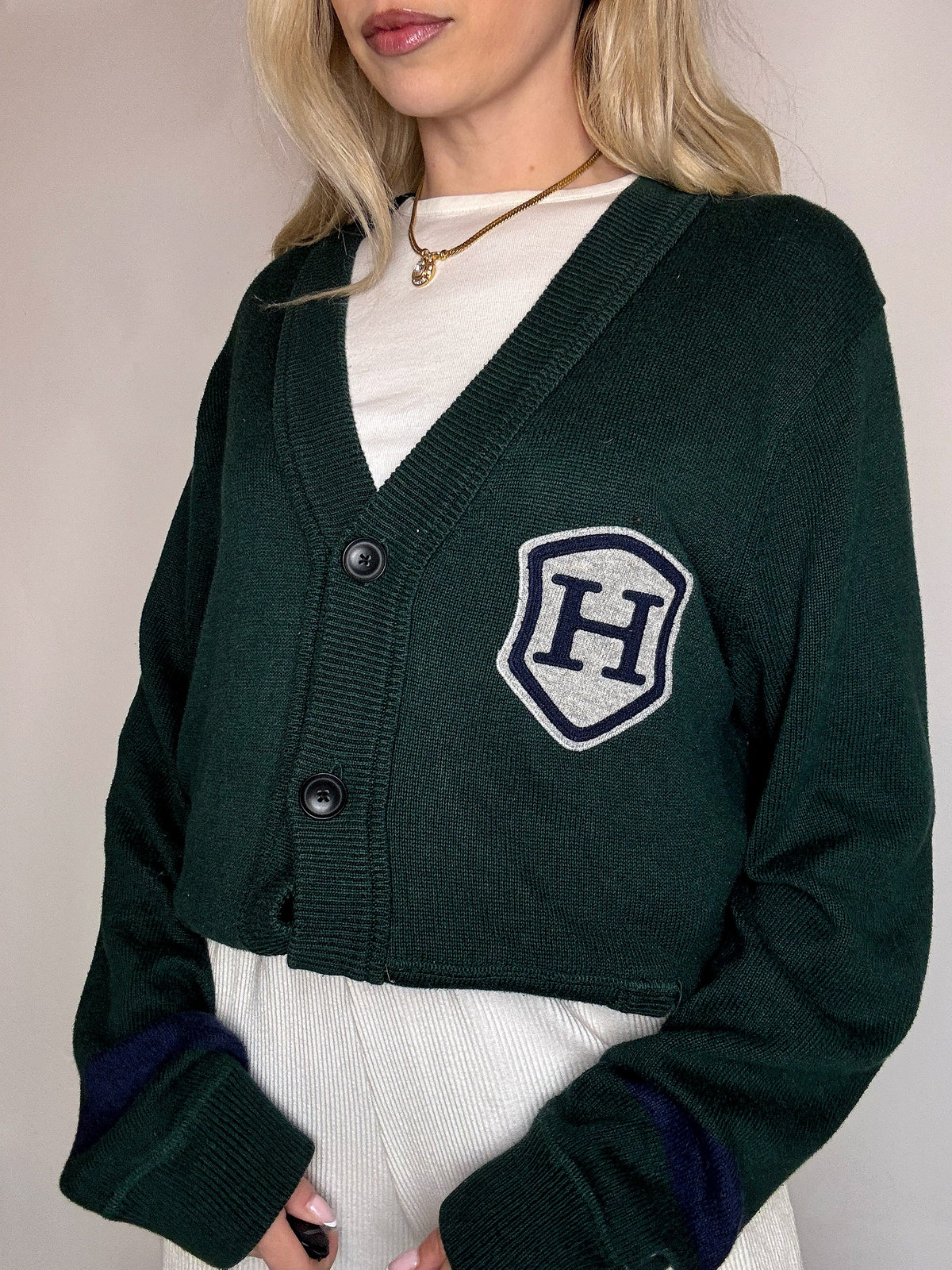 TOMMY HILFIGER L Vintage-Strickjacke in Grün 