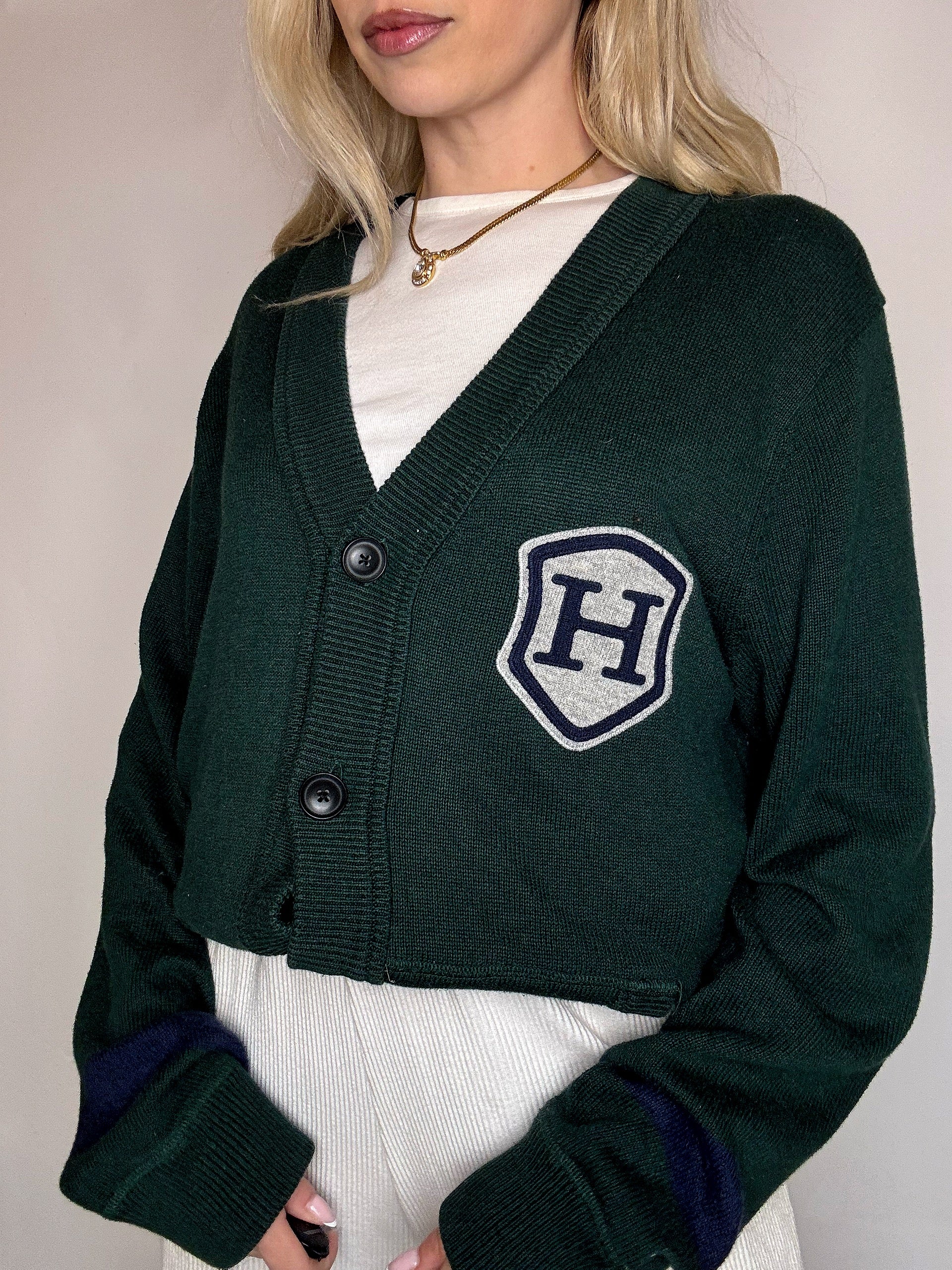 TOMMY HILFIGER L Vintage-Strickjacke in Grün 