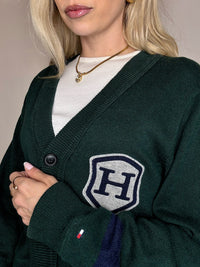 TOMMY HILFIGER L Vintage-Strickjacke in Grün 