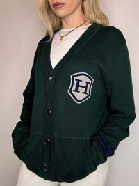 TOMMY HILFIGER L Vintage-Strickjacke in Grün 