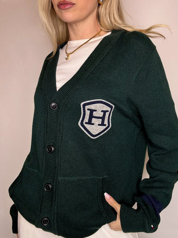 Cardigan vert TOMMY HILFIGER L vintage