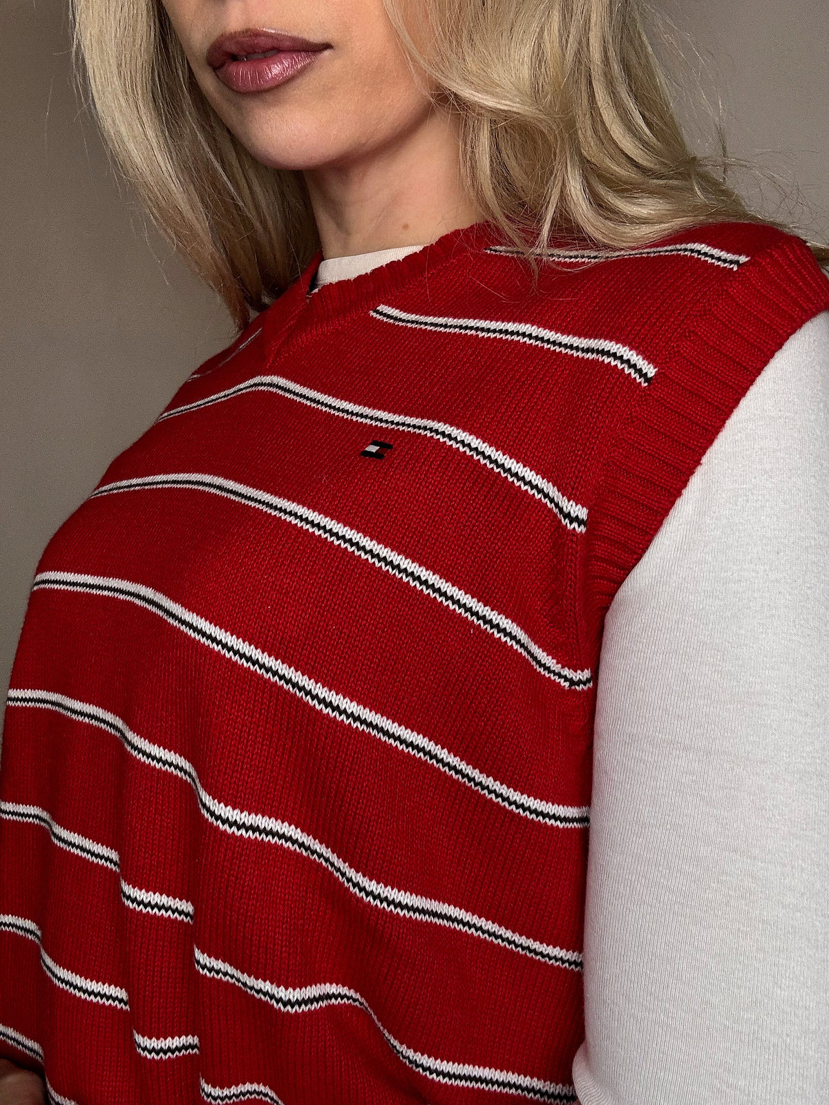 Vintage Marine Argyl Strickpullover L