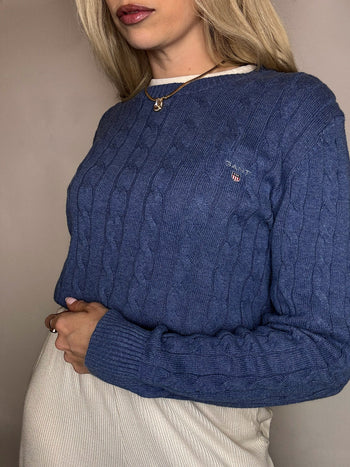 Vintage navy argyl knit sweater L