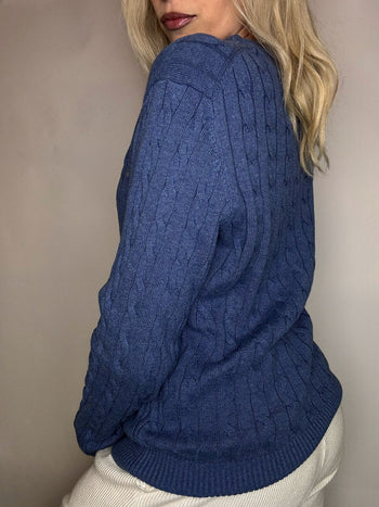 Vintage navy argyl knit sweater L