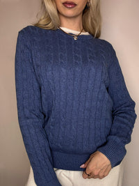 Vintage navy argyl knit sweater L