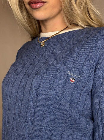 Vintage navy argyl knit sweater L