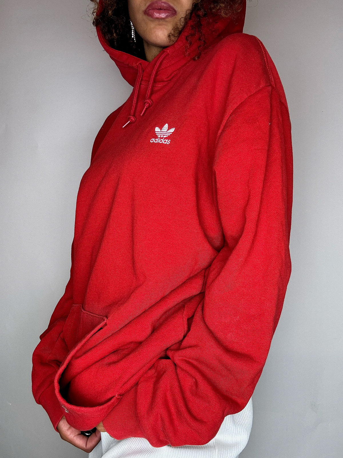 Sweat à capuche rouge ADIDAS L vintage