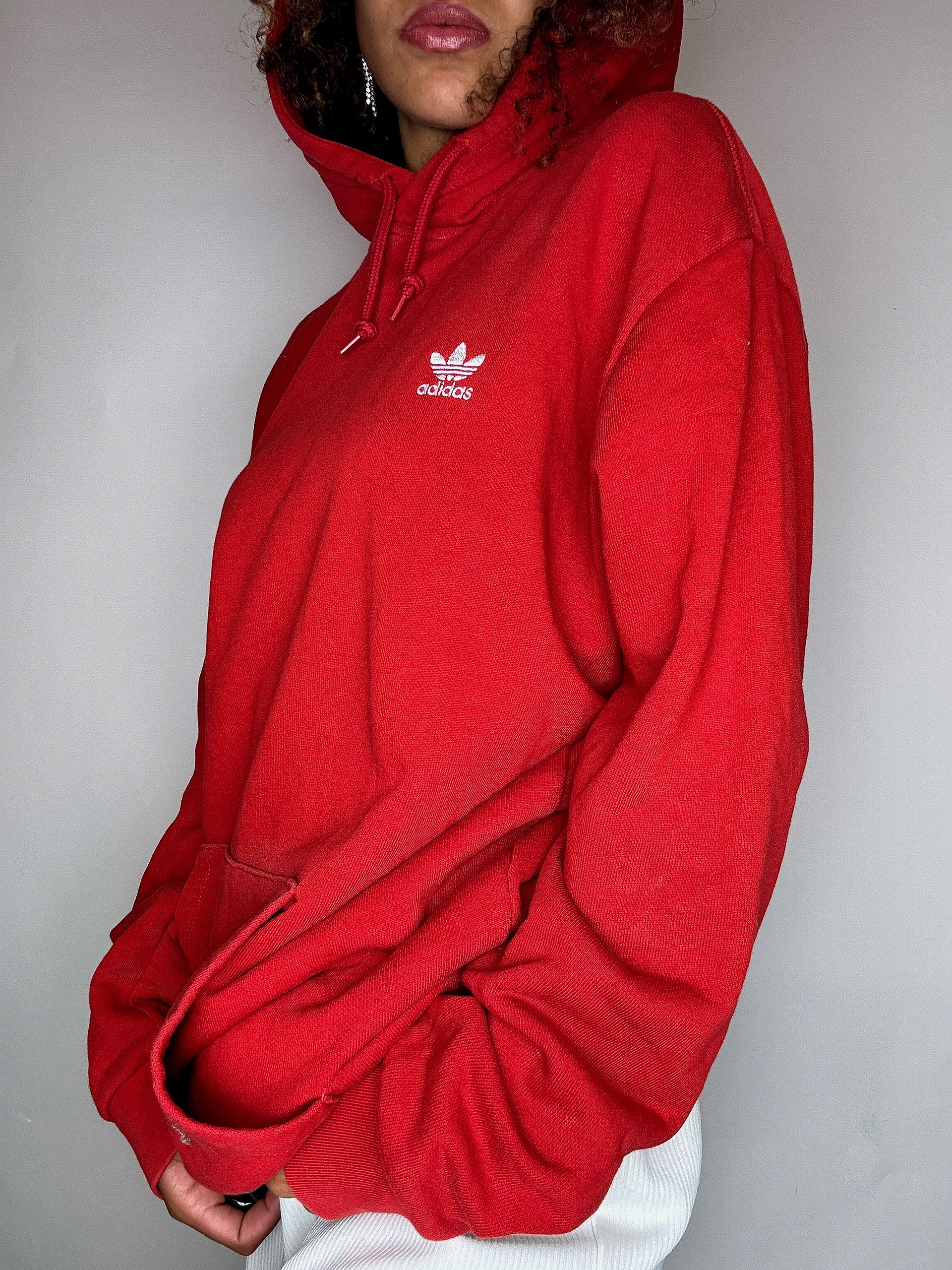 Sweat à capuche rouge ADIDAS L vintage