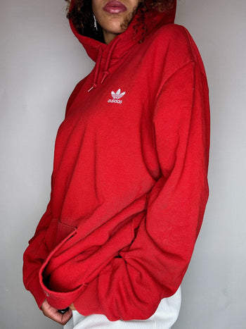 Sweat à capuche rouge ADIDAS L vintage