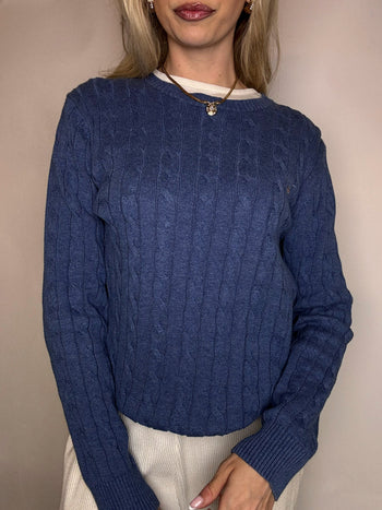 Vintage navy argyl knit sweater L